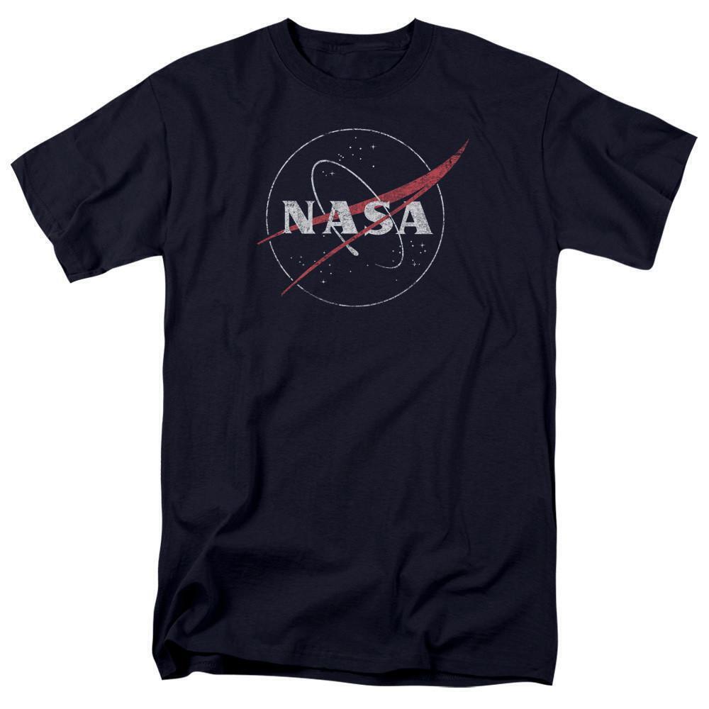 Nasa Distressed Logo Adult 181 T Shirt Navy